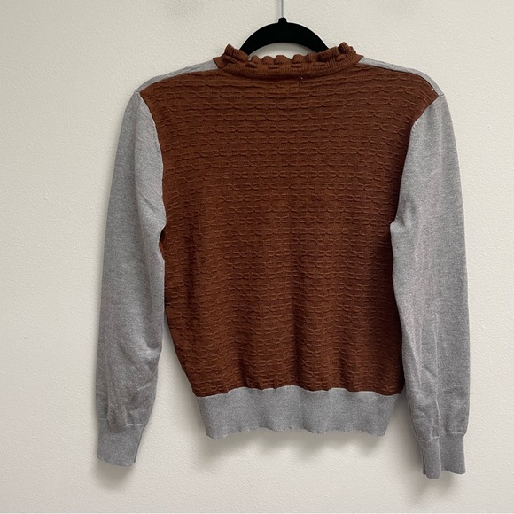 YAL New York knit sweater mock neck ribbed color block size medium - Picture 2 of 8